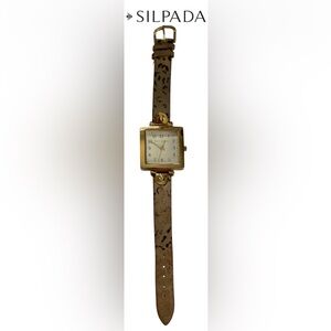—VINTAGE SILPADA KALAHARI WATCH RETIRED GENUINE LEATHER LEOPARD PRINT *UNTESTED*